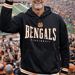 Cincinatti Bengals Black Hoodie‎ NFL Team Apparel Pullover Size Large New